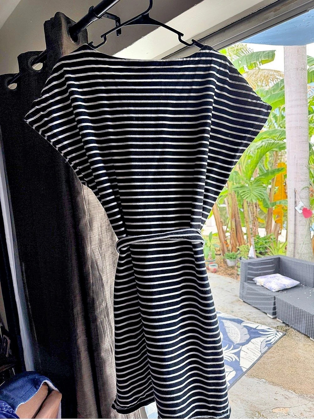 Lauren Ralph Lauren Striped Mini Dress in Black & White XL